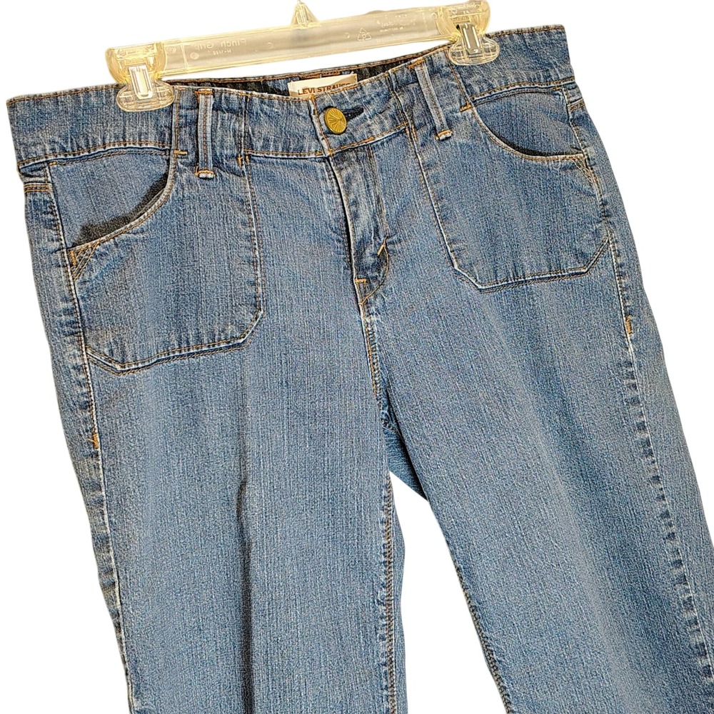 Levi Strauss Signature Women Blue Crop Capri Jeans Mid Rise Straight Leg Size 12